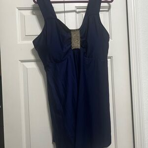 SHEIN Navy 2 Piece Tankini with Gold Accent